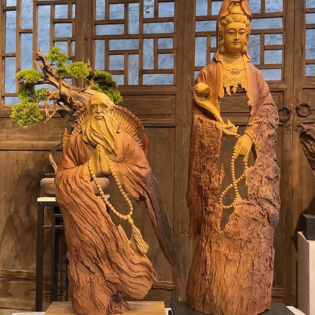 集***轩香樟木达摩祖师桌面