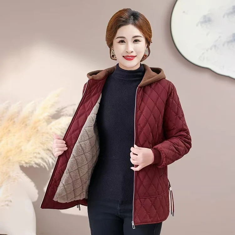 2025新款气质高端秋冬棉衣加绒保暖棉袄休闲百搭宽松连帽上衣棉服