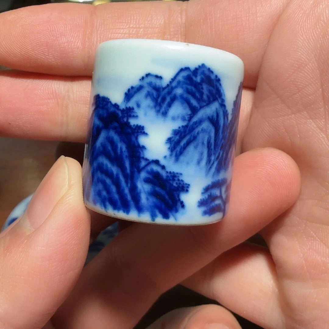 釉下青花柴窑扳指