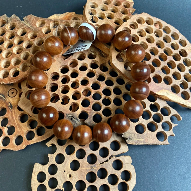 印度老山檀香黑肉沉水12mm/17颗单圈手串男女檀木手串 文玩手串