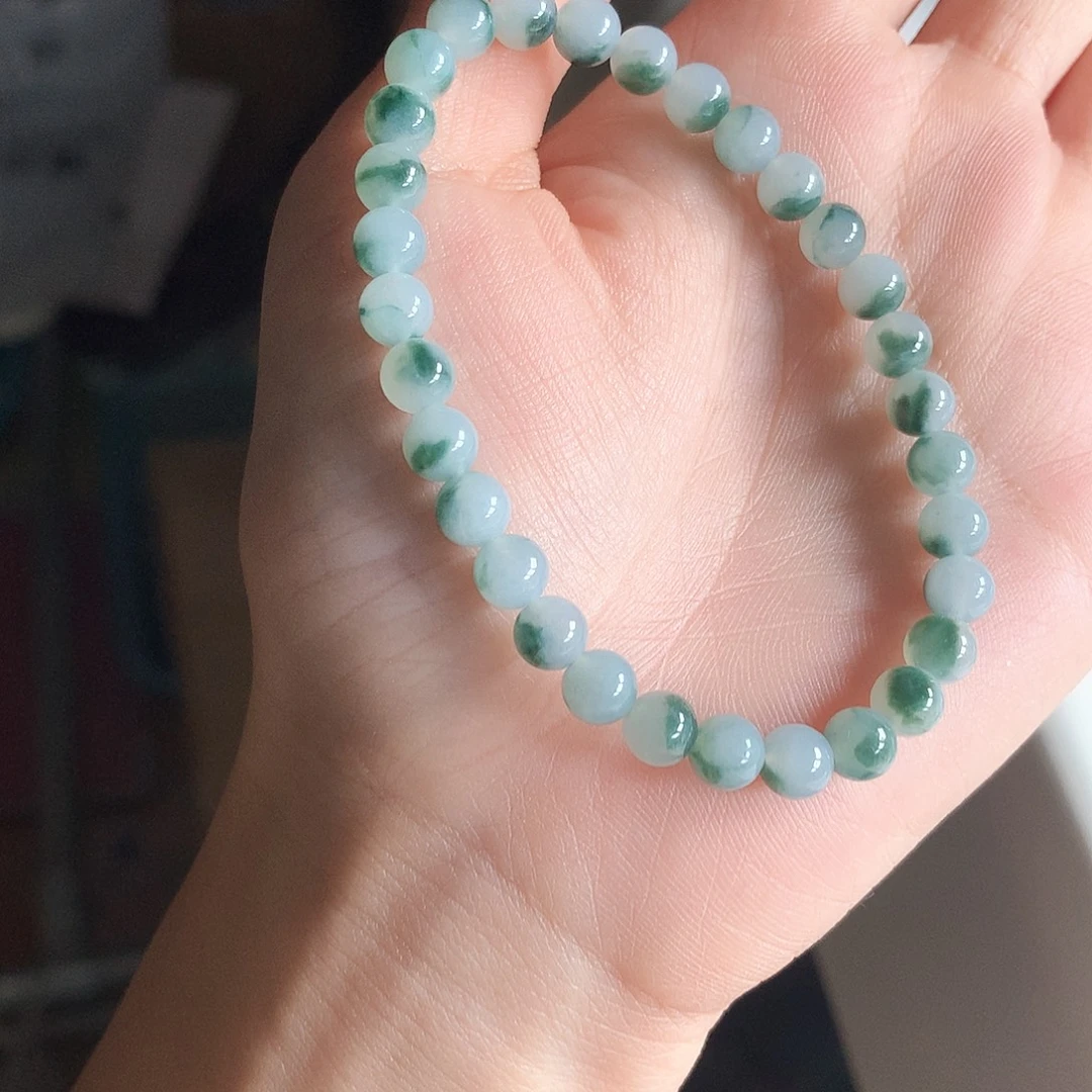 翡翠未镶嵌手串飘花5.8