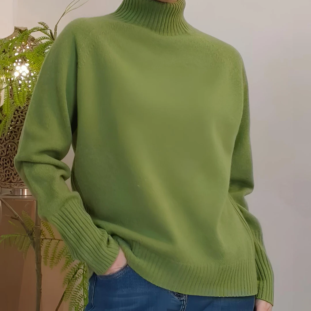G 秋冬款羊毛加厚毛衣轻盈高领针织衫女士堆堆领宽松加厚羊毛衫