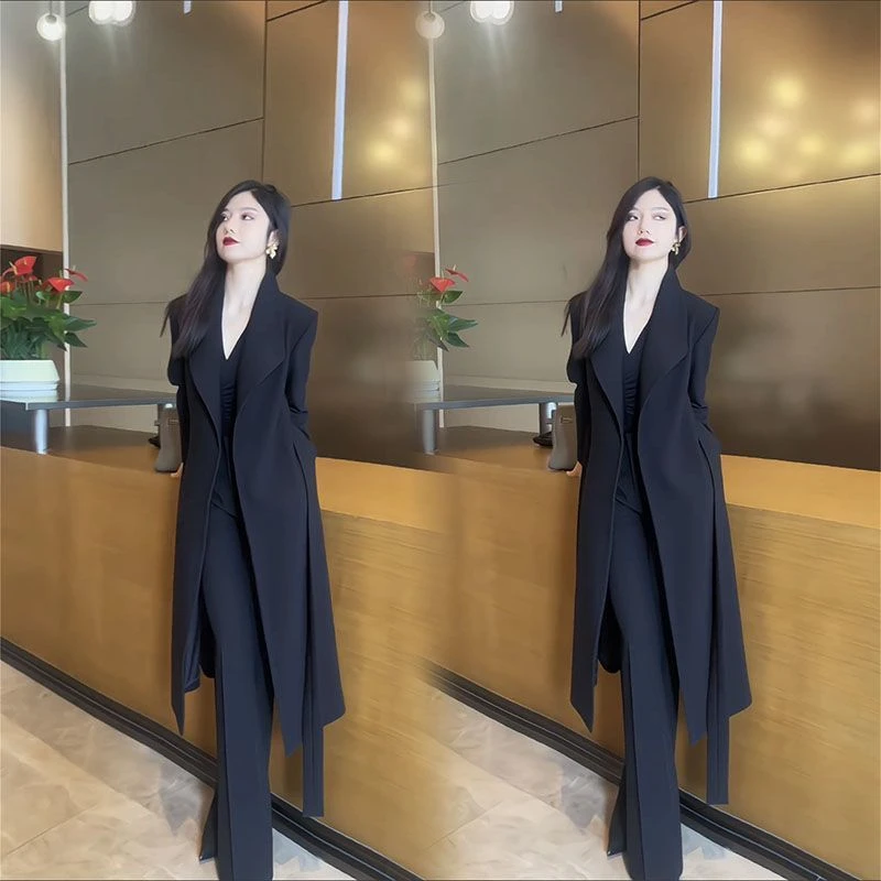法式气质名媛套装女2026秋季新款高级感过膝风衣外套