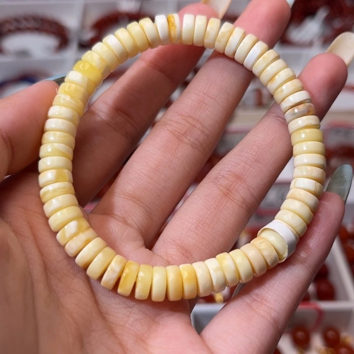 蜜蜡未镶嵌手链蜜蜡精工直切药片7.5mm