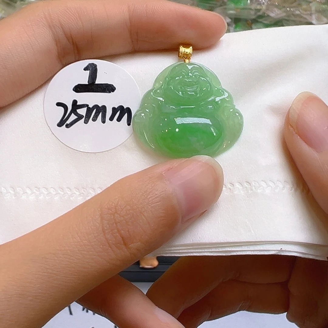 翡翠18K金镶嵌吊坠(不含链)你