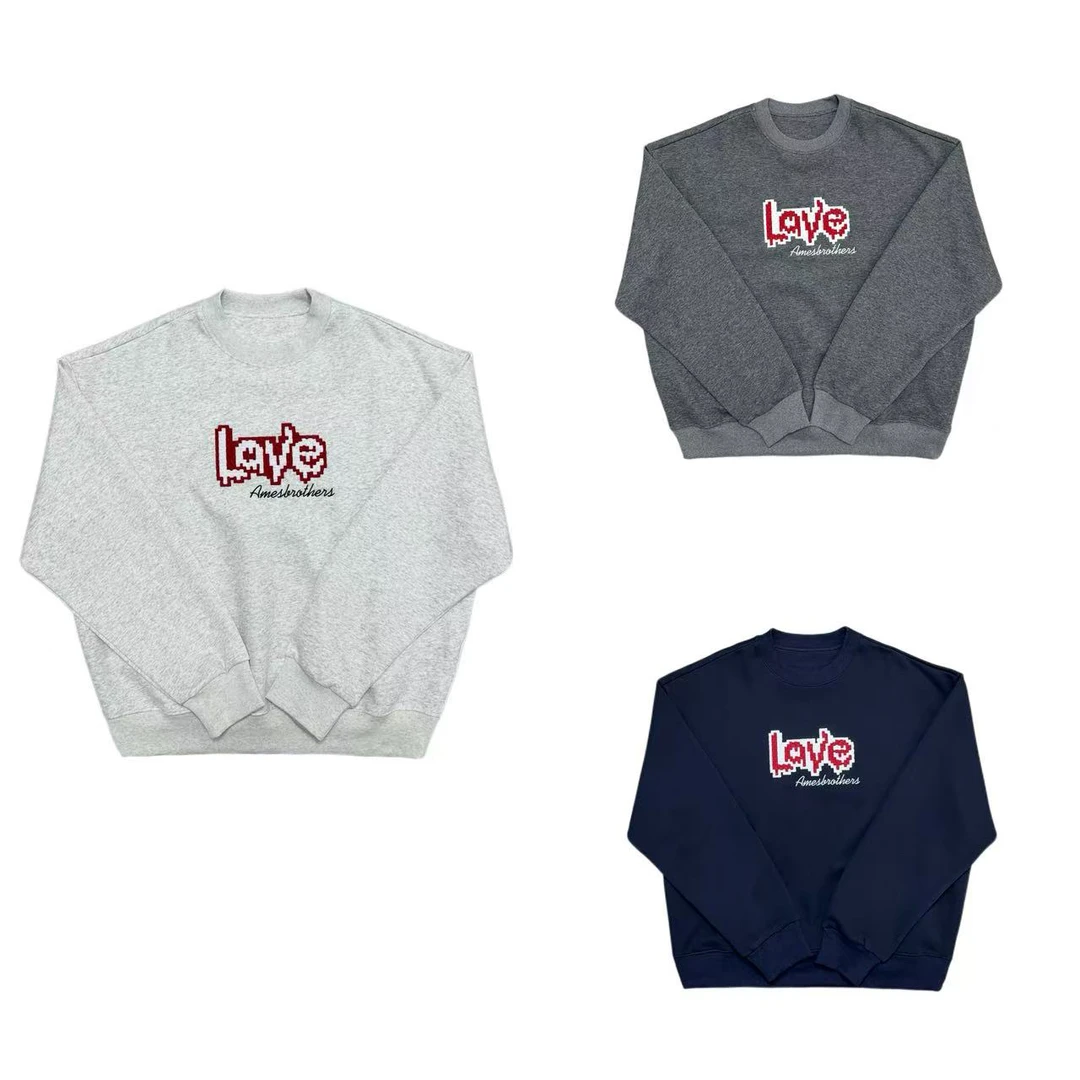 [S]蓝白灰三色LOVE刺绣套头潮流时尚儿童休闲卫衣（秋日满满）