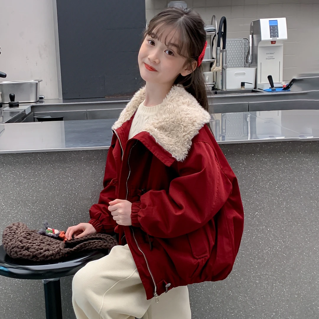 女童外套2025新款秋冬儿童洋气加绒上衣女孩冬季大童加厚保暖时髦