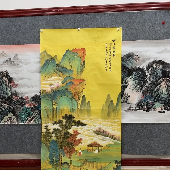 国画手绘国画访友图