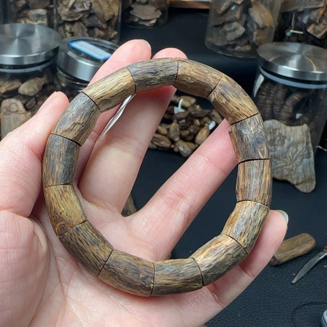 沉香沉香碎屑奇楠淳化老料手镯20+