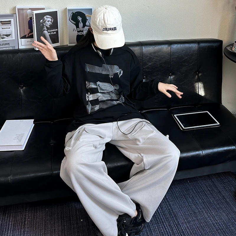 女童休闲套装中大童新款长袖T恤卫衣初中生时尚洋气直筒工装裤子