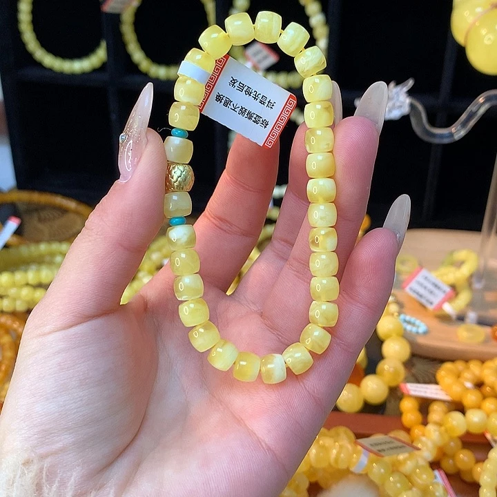 琥珀手链未镶嵌蜜蜡手串直切