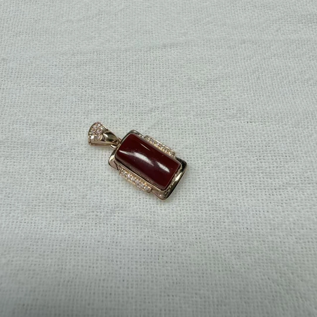 天然阿卡红珊瑚18K金项链-15021