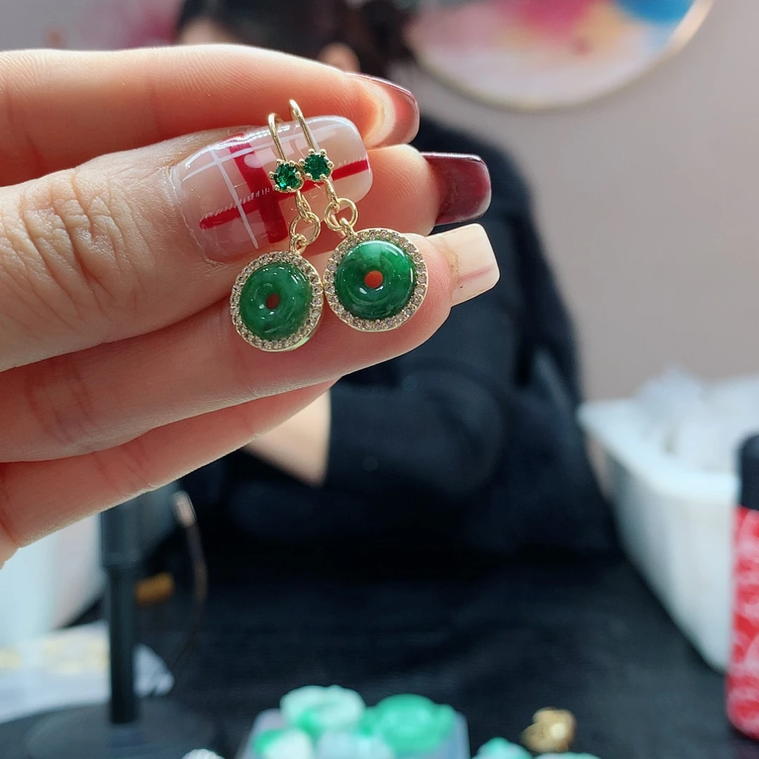 【闪购商品】翡翠耳饰银S925镶嵌，