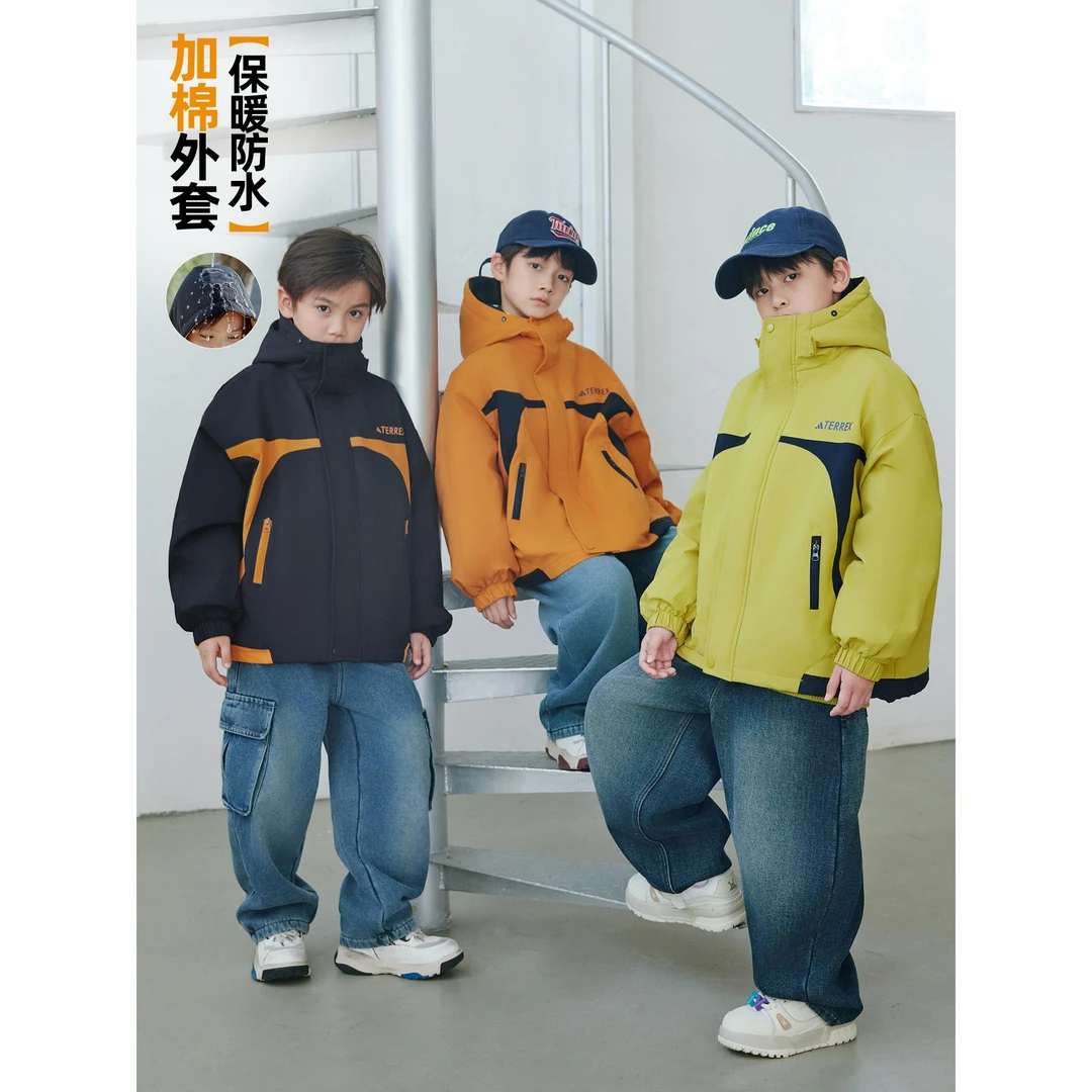 熊猫圆圆儿童棉服冬装男童户外加厚保暖外套防水棉衣冬季2025新款