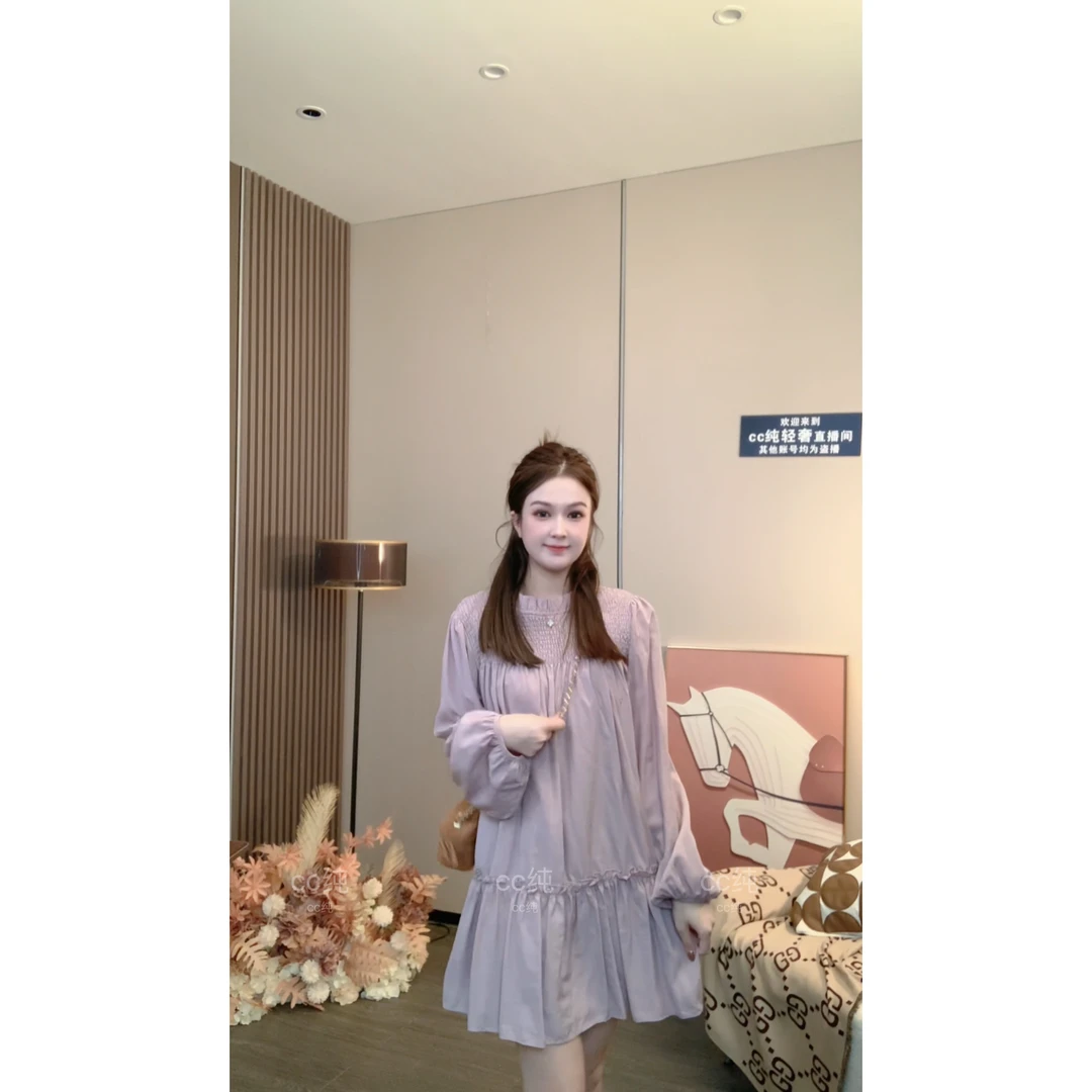 CC纯【心动伊人】早秋新款气质显瘦甜美绑带法式连衣裙XXC2025Q101#
