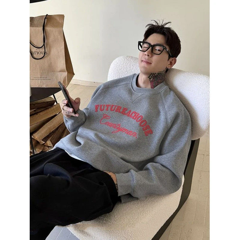 秋冬百搭新品ins风420克圆脸印花短款版卫衣