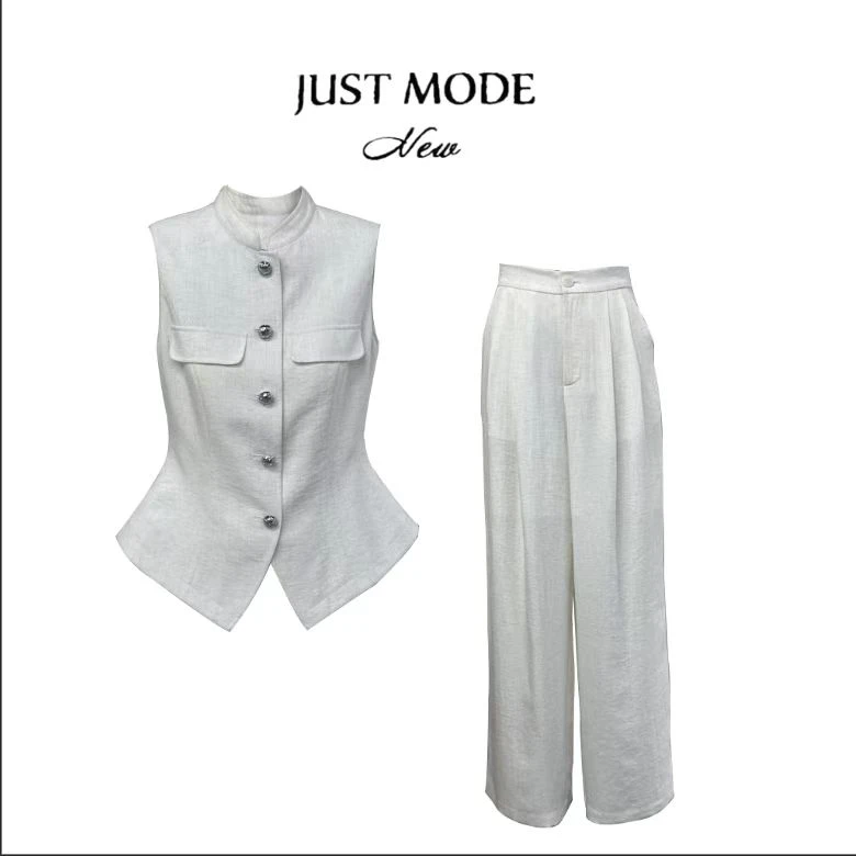 将军专属【财阀千金】夏季亚麻简约时尚套装女上衣裤子两件套LJ-012