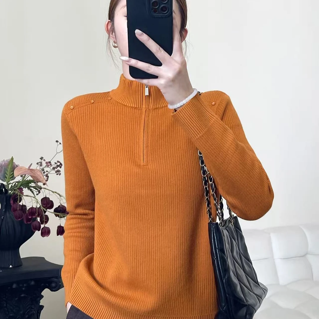 9608冬款加厚一体毛半拉链针织毛衣DXJ（衣长52）