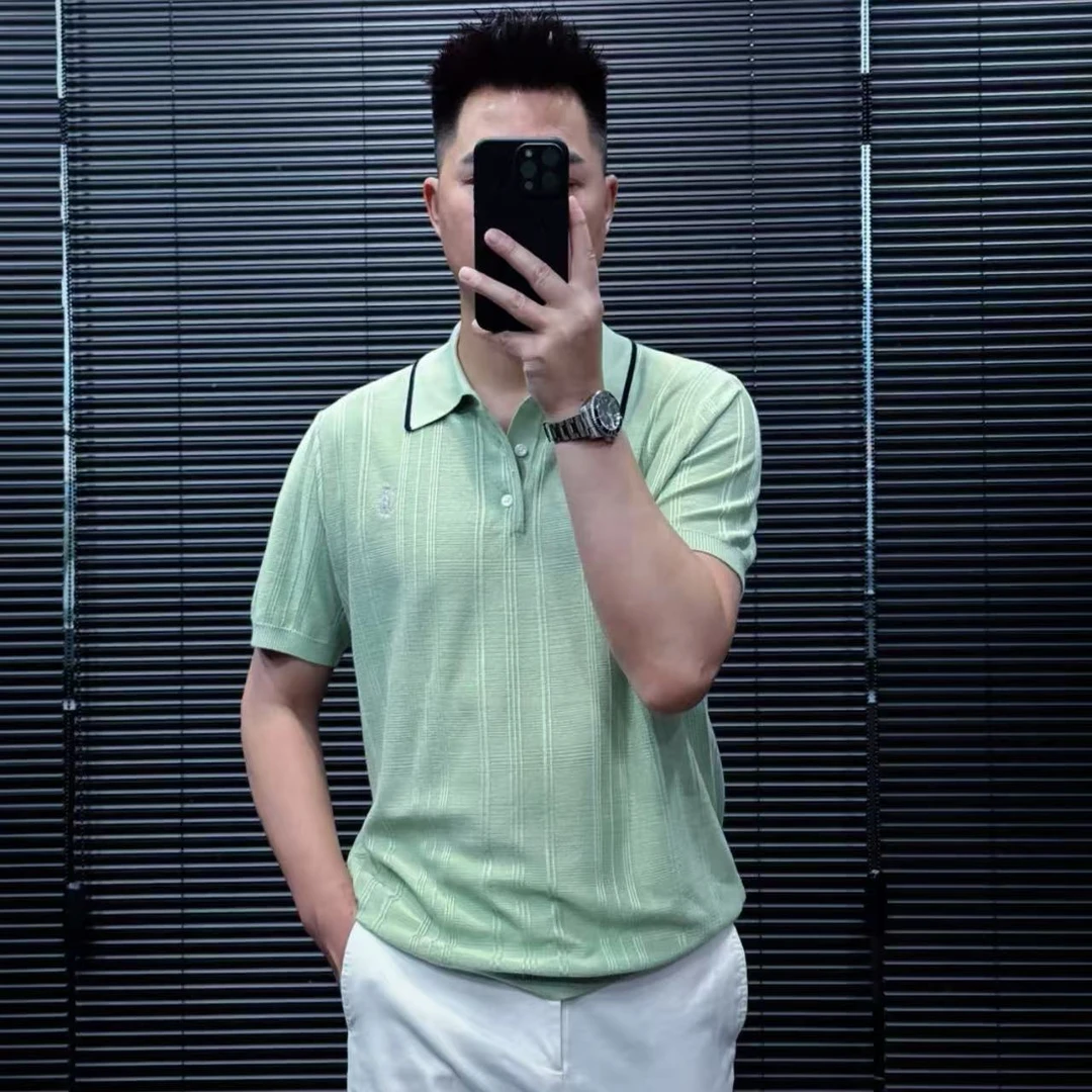 2508【100%莱赛尔】男夏季意式polo领冰丝凉感短袖亲肤透气新品首发