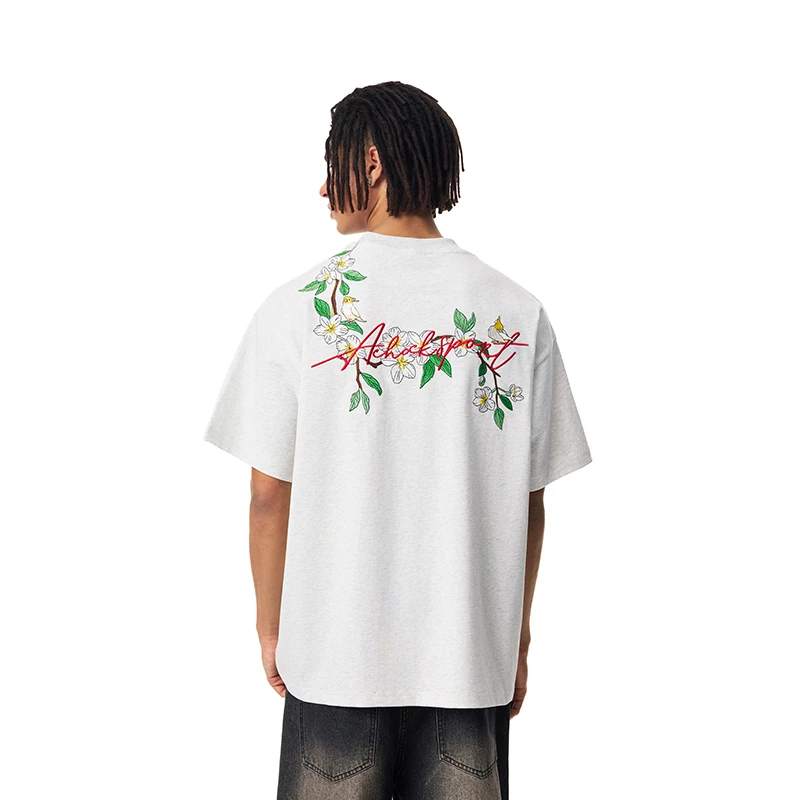 【Achock官方店】美式藤蔓手写logo印花圆领T恤潮牌宽松休闲短袖