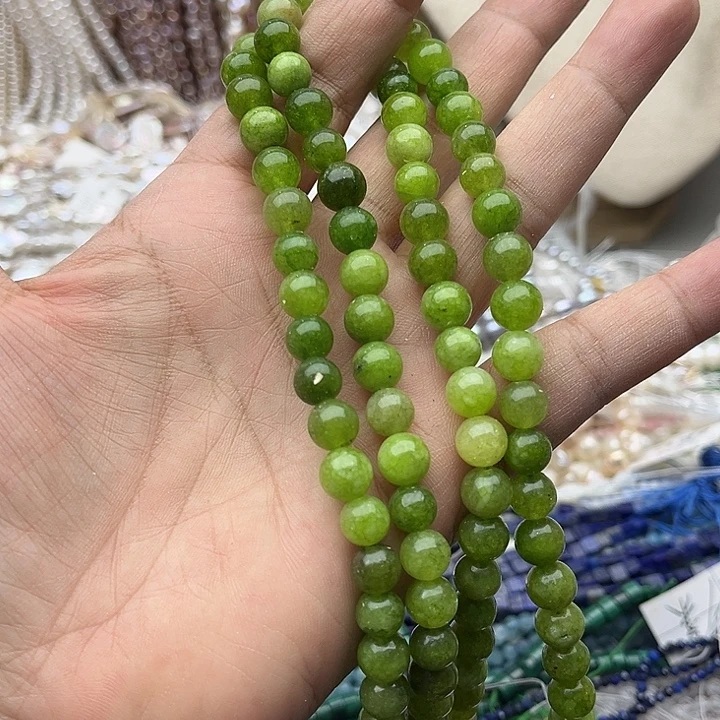 玛瑙/玉髓未镶嵌珠宝半成品2条8mm左右橄榄石