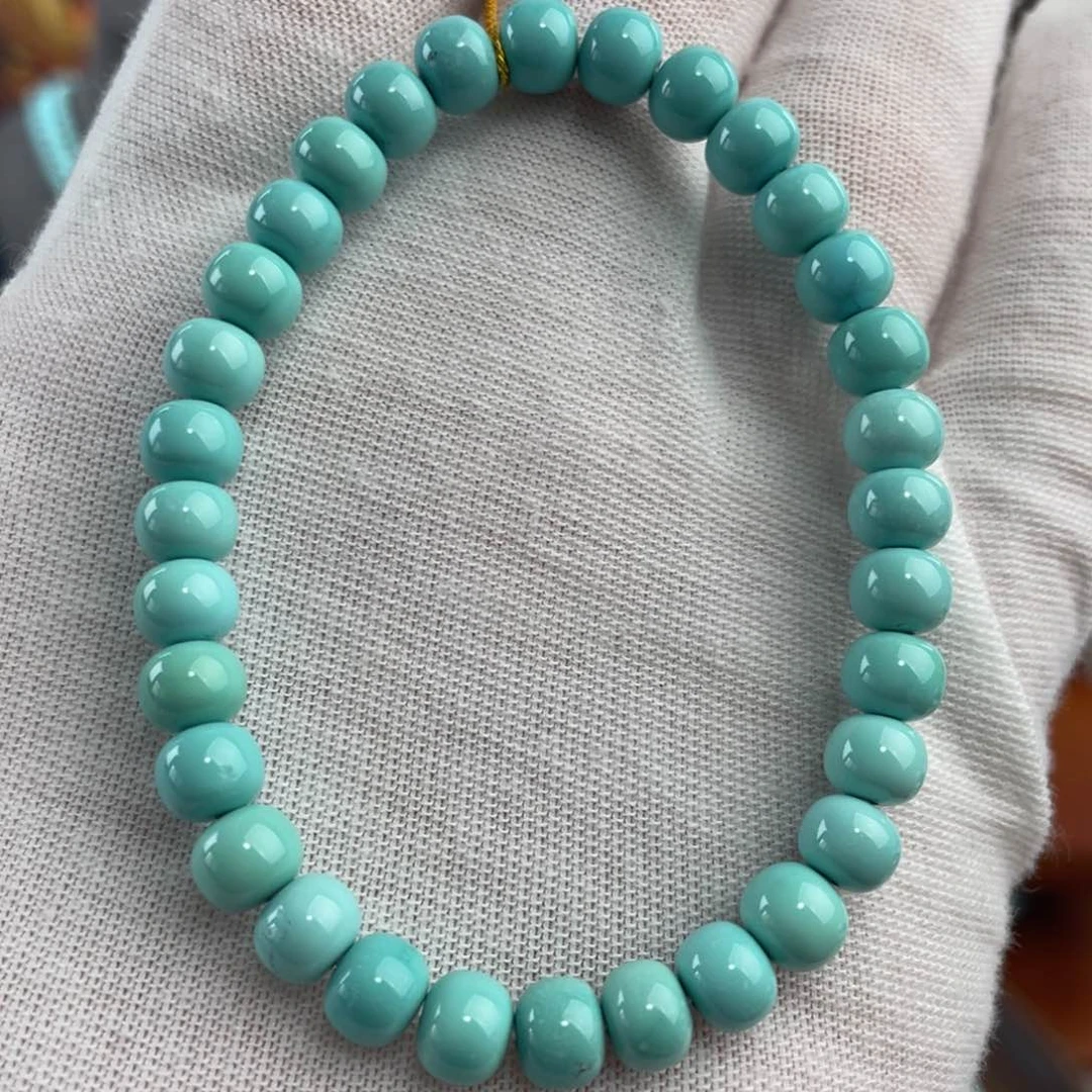绿松石手链未镶嵌丫角山高瓷绿卡6.5