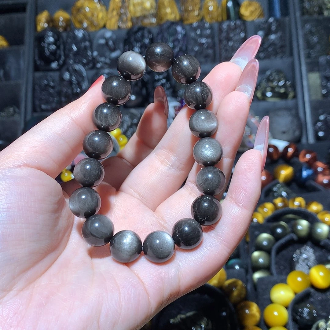 黑曜岩手链未镶嵌覆*子