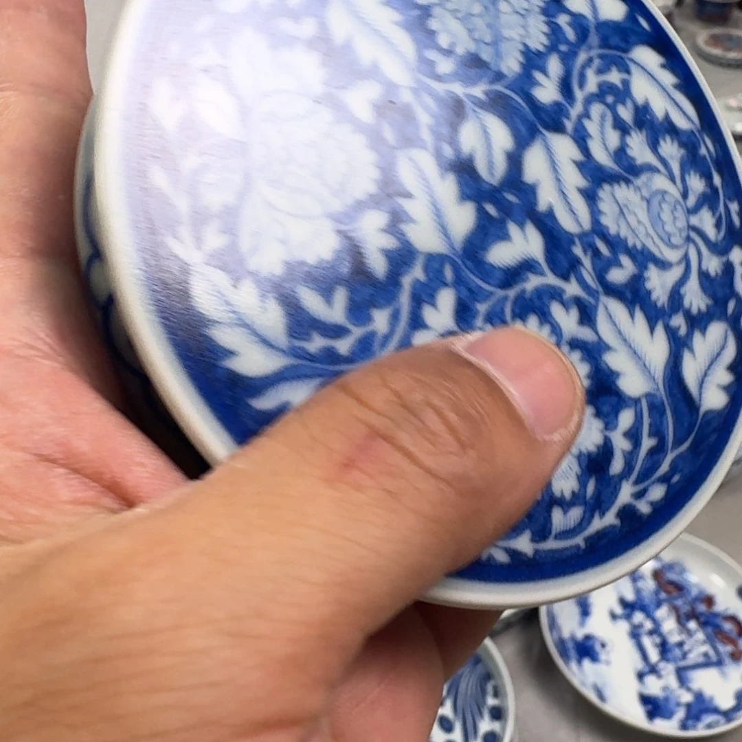 杯青花国色天香盖置