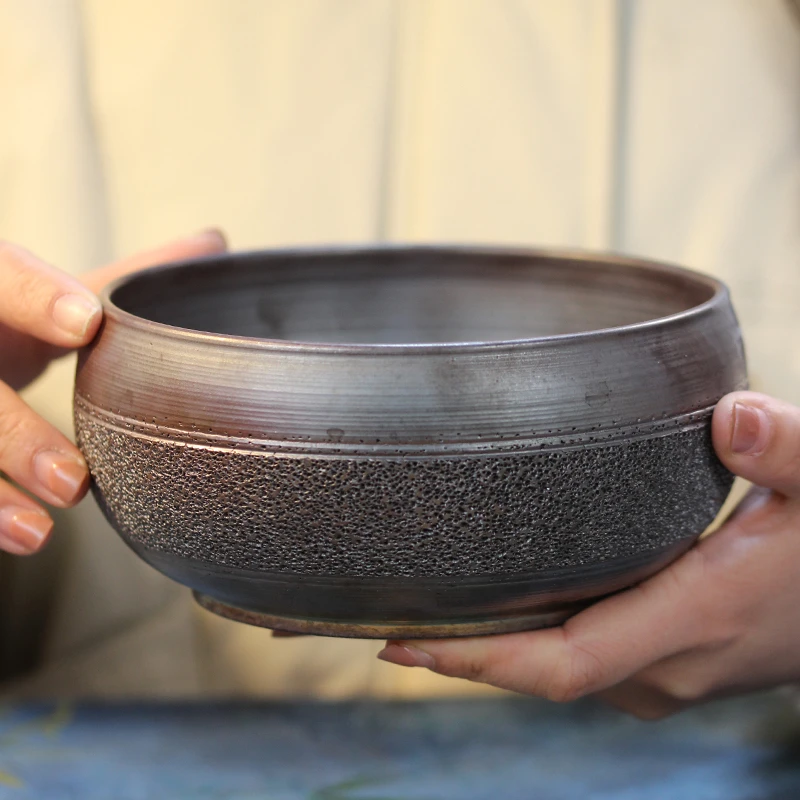 柴烧冰烟茶洗家用陶瓷大容量笔洗水缸杯洗手工水茶渣桶全手工茶具