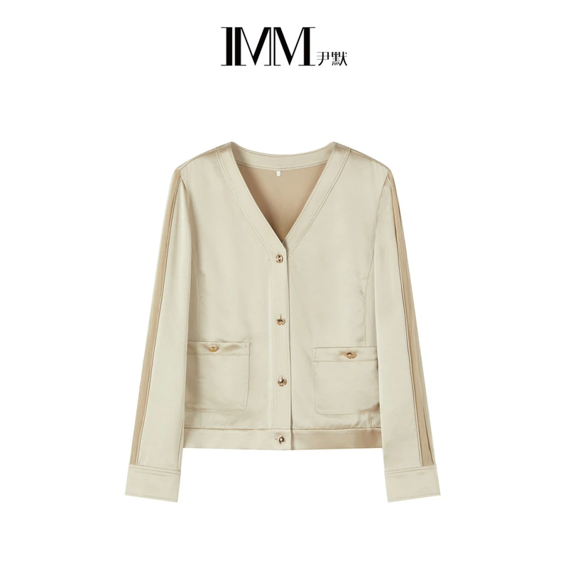 IMM尹默女装夏季对称口袋醋酸短外套