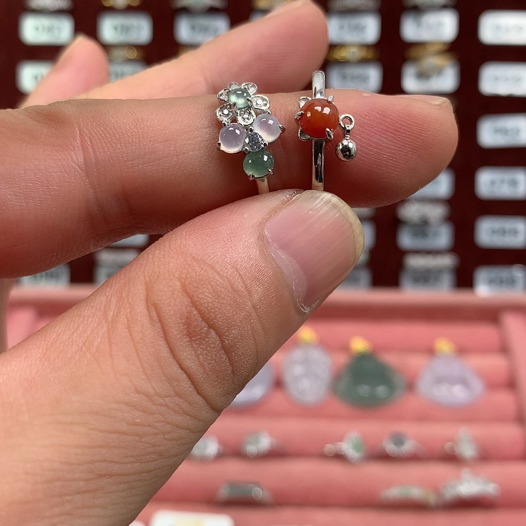 小***妮翡翠银S925镶嵌戒指576