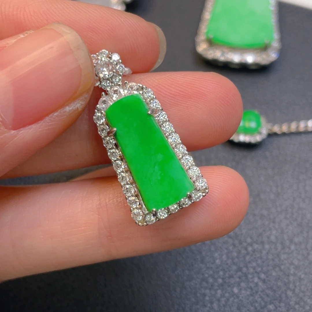 翡翠银S925镶嵌吊坠(不含链)