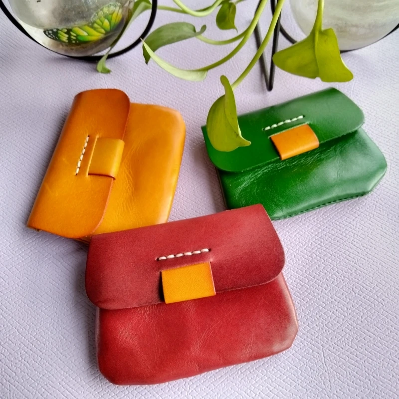 植鞣头层牛皮公交卡包真皮复古迷你便携硬币包驾驶证零钱包女手包