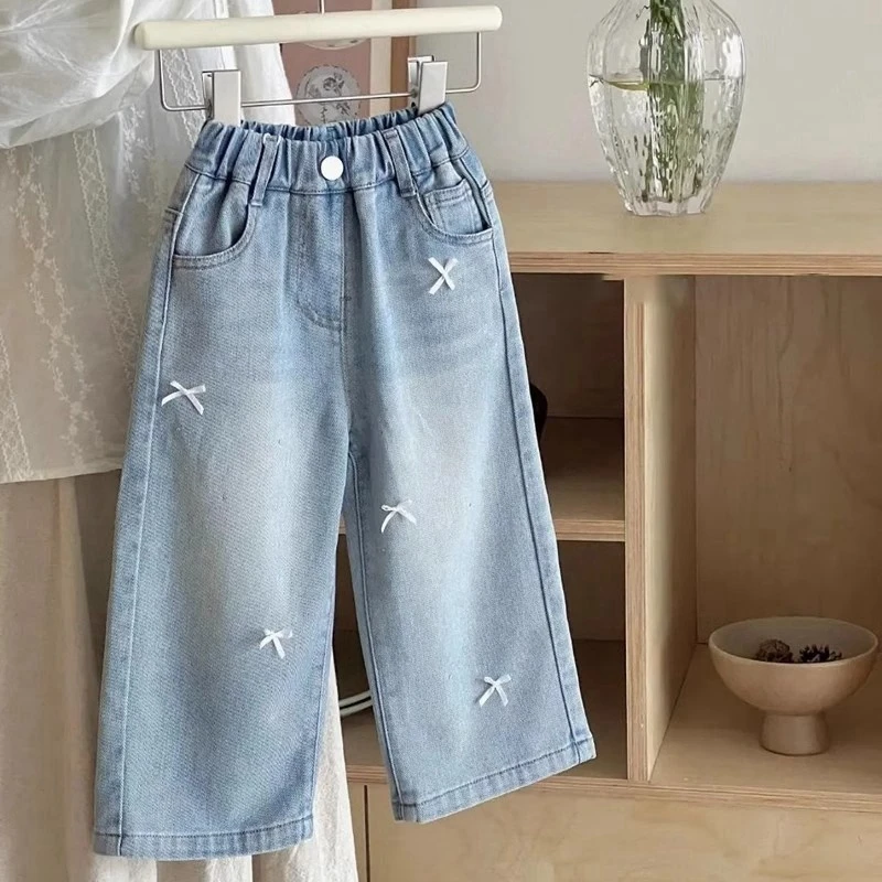 女童裤子2025春季新款小女孩夏款薄款直筒裤洋气儿童韩版牛仔裤子