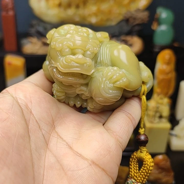 寿山石印石手把件手把件