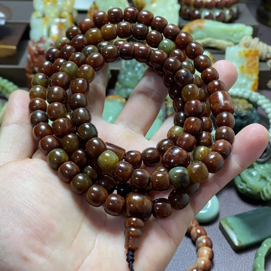 岫岩河磨玉（透闪石质玉）未镶嵌手链108粒10