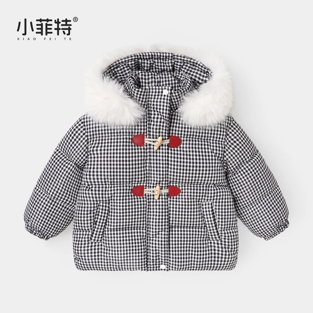 小菲特女童冬加厚外套中大童保暖格子上衣儿童休闲棉服YNYD57904