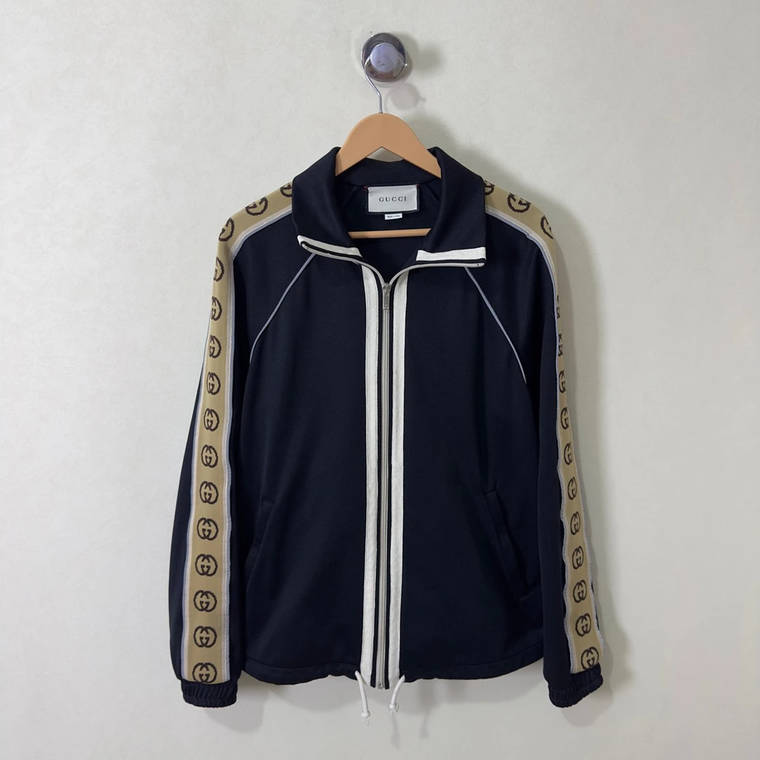 99新 GUCCI/古驰  /黑色 反光串标logo拉链夹克外套/尺码XS