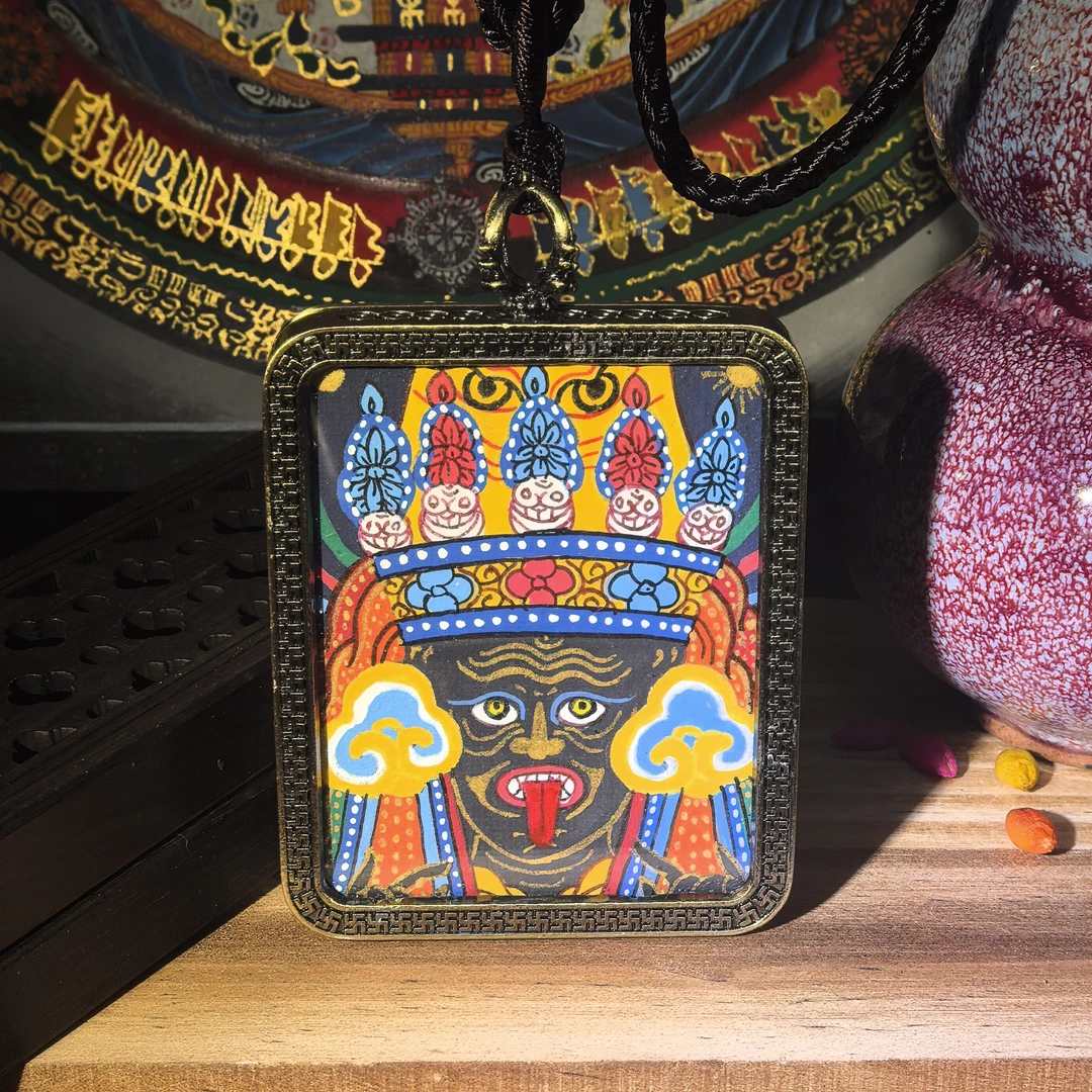 尧煊谛 扎基拉姆手绘唐卡吊坠唐卡艺术品唐卡