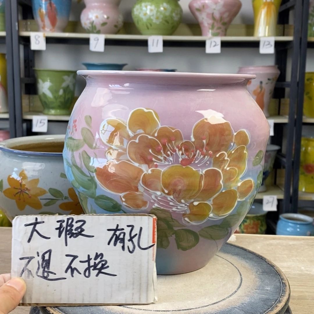 景德镇手工手绘陶瓷花盆