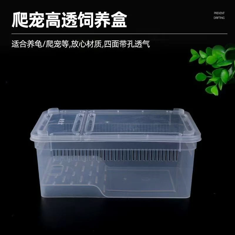 爬宠两栖角蛙乌龟寄居蟹带晒台带盖水陆饲养盒