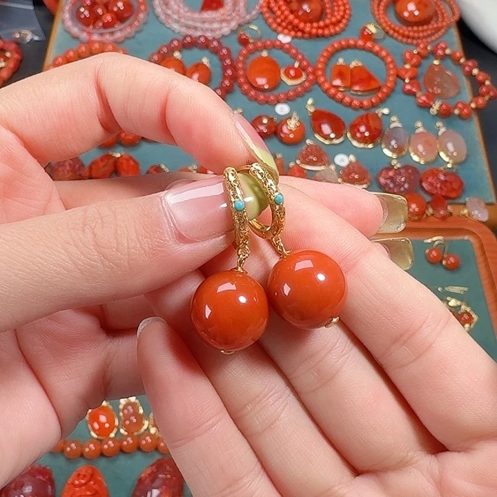 南红玛瑙银S925镶嵌14+