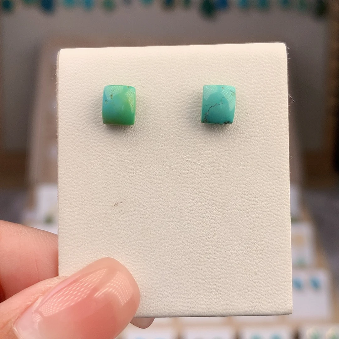 绿松石银S925镶嵌耳饰