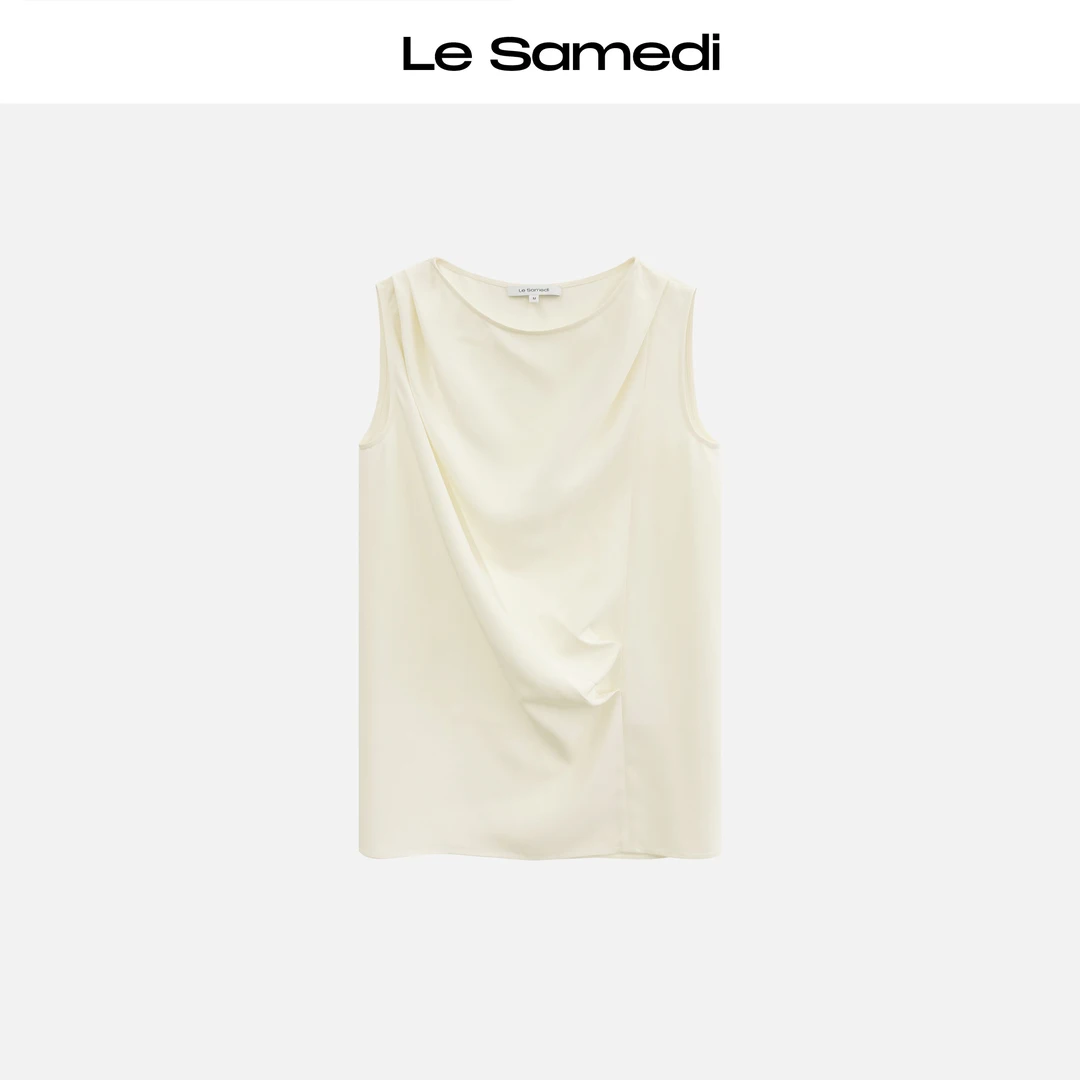 Le Samedi【雕塑女神】精致松弛 立体捏褶 36姆米桑蚕丝无袖上衣
