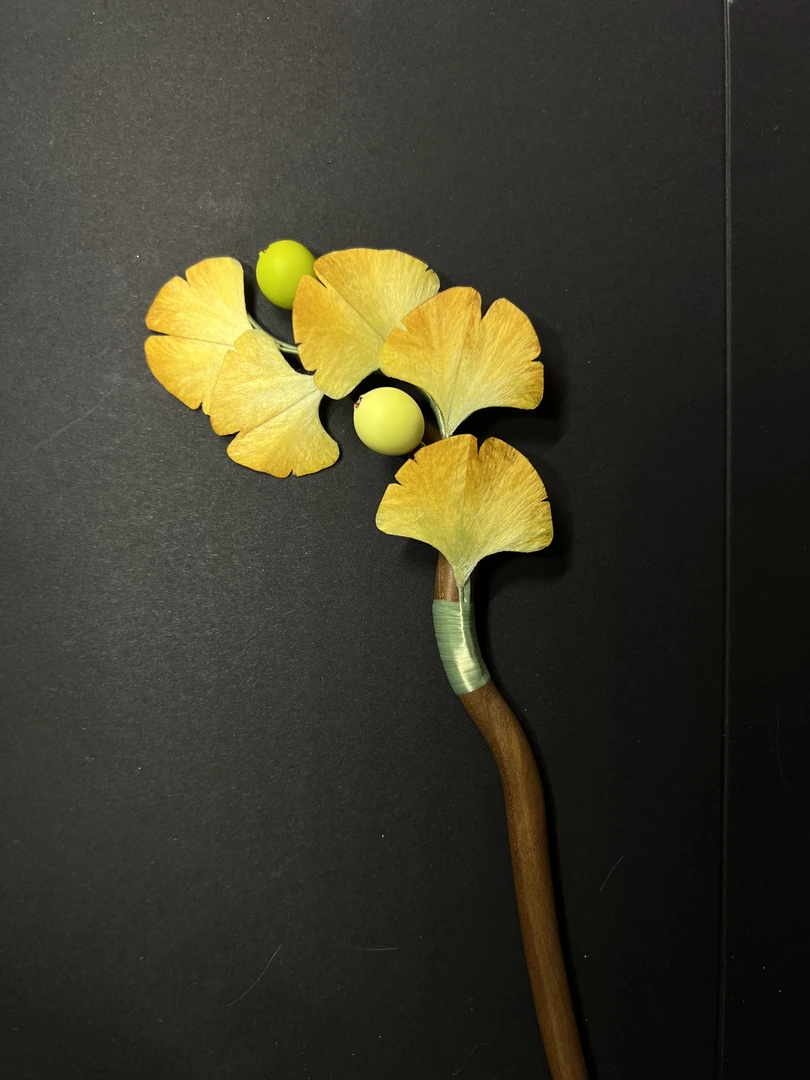 非遗绒花银杏发簪发饰