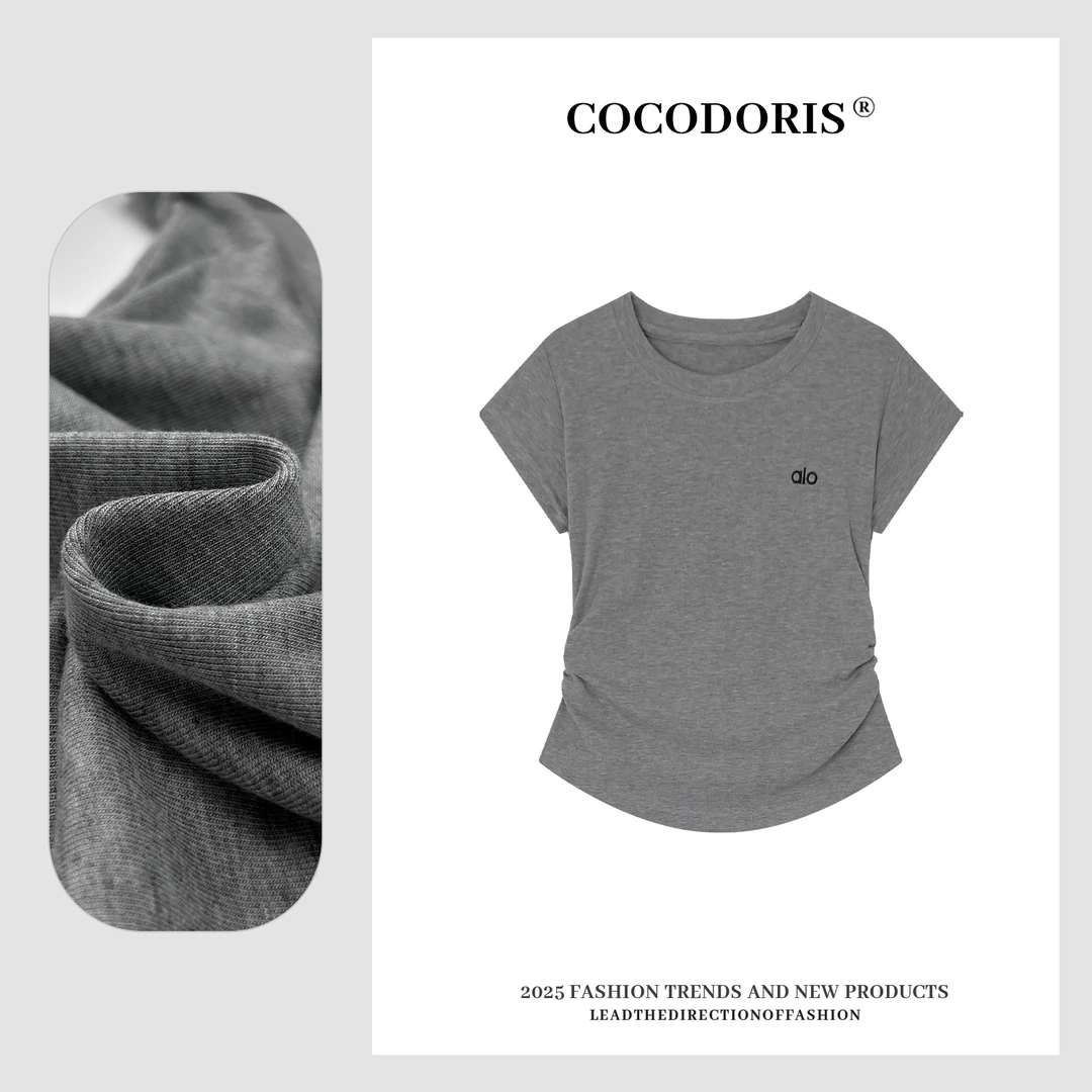 COCO DORIS TZ 夏季新款时尚刺绣小蛮腰T恤通勤百搭短袖上衣6618