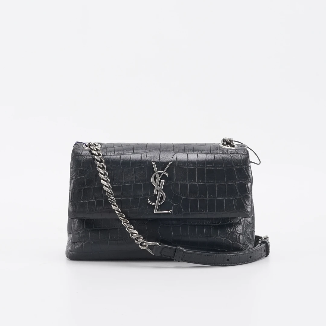 95新 YSL/圣罗兰 【总仓】hollywood好莱坞黑银邮差包/BGD902480002