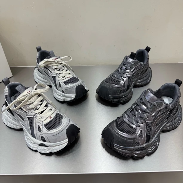 出，3688新款厚底四季网面芒果头老爹鞋底厚4公分休闲潮鞋