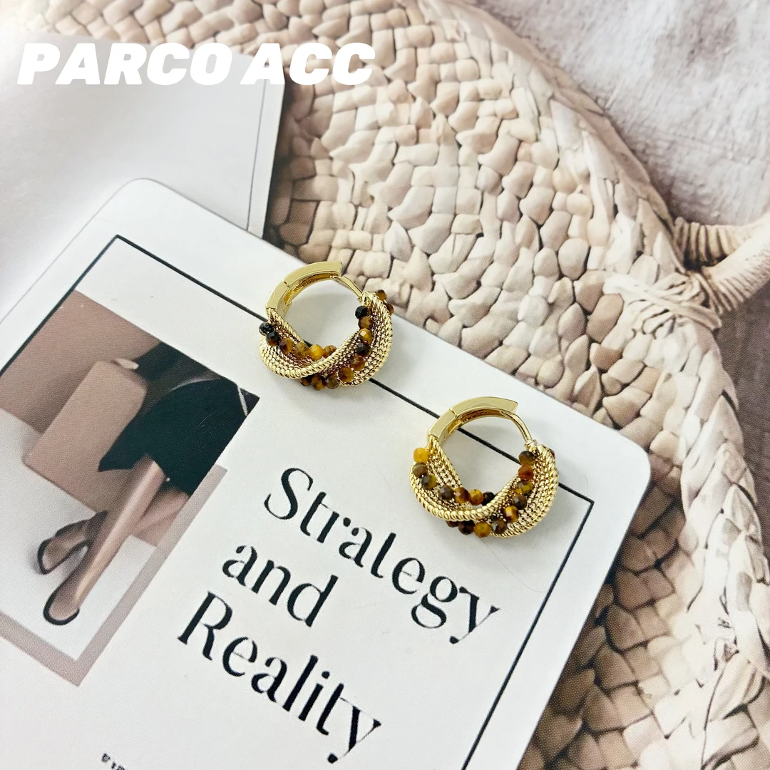 铜合金耳饰 H604  扭曲虎眼小石耳钉