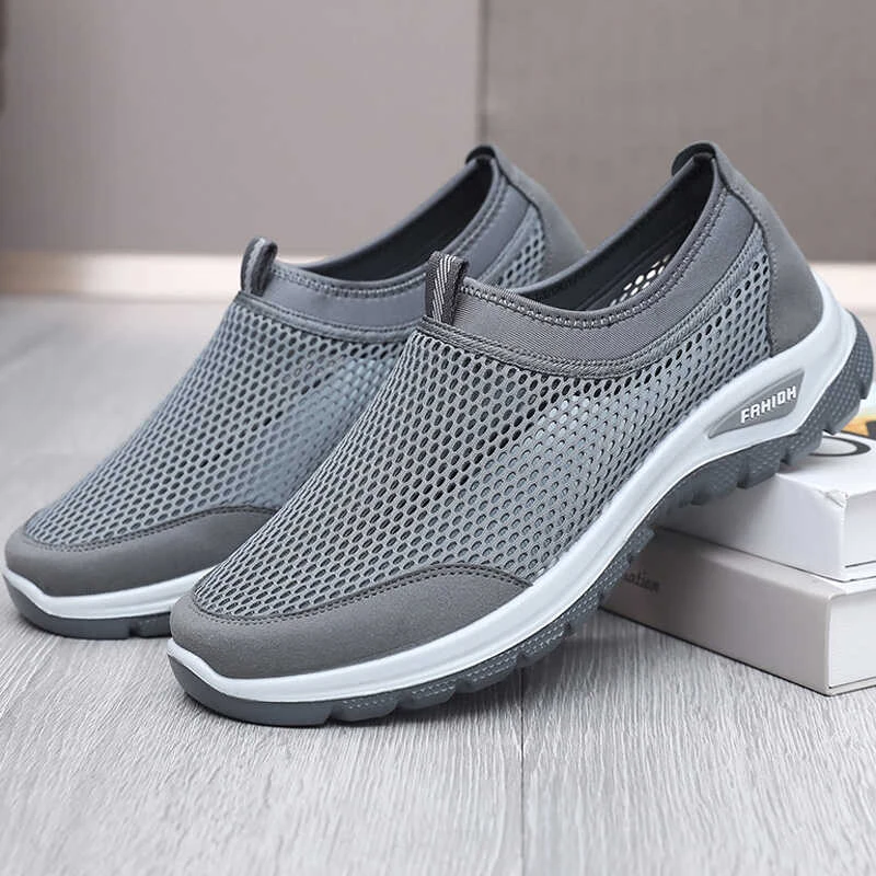 夏季新款老北京布鞋男网鞋透气镂空网眼爸爸鞋软底宽松厚底老人鞋